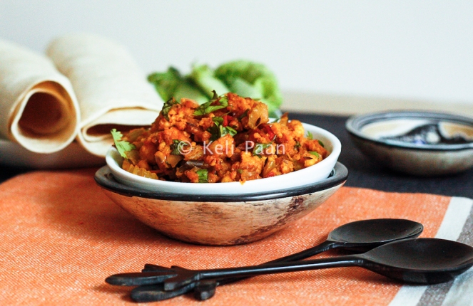 Paneer/Cottage cheese burji with hints of Celery....